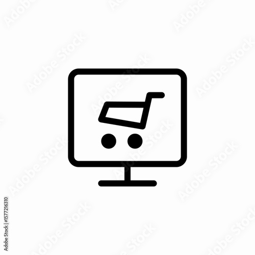 online shopping monitor icon sign vector