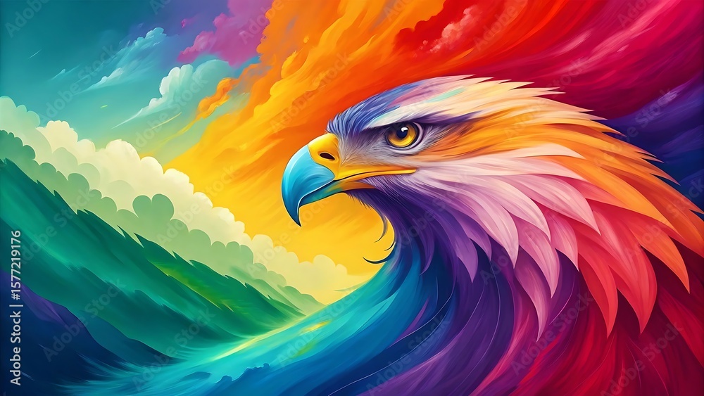 Obraz premium Vibrant Eagle Colorful Abstract Brushstroke Artwork