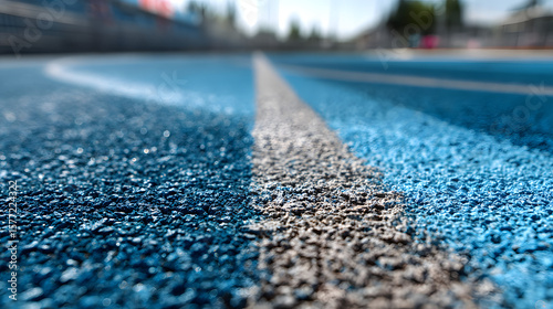 blue tartan running track texture at the stadium made of all-weather synthetic polyurethane surface designed for athletic performance and durability
