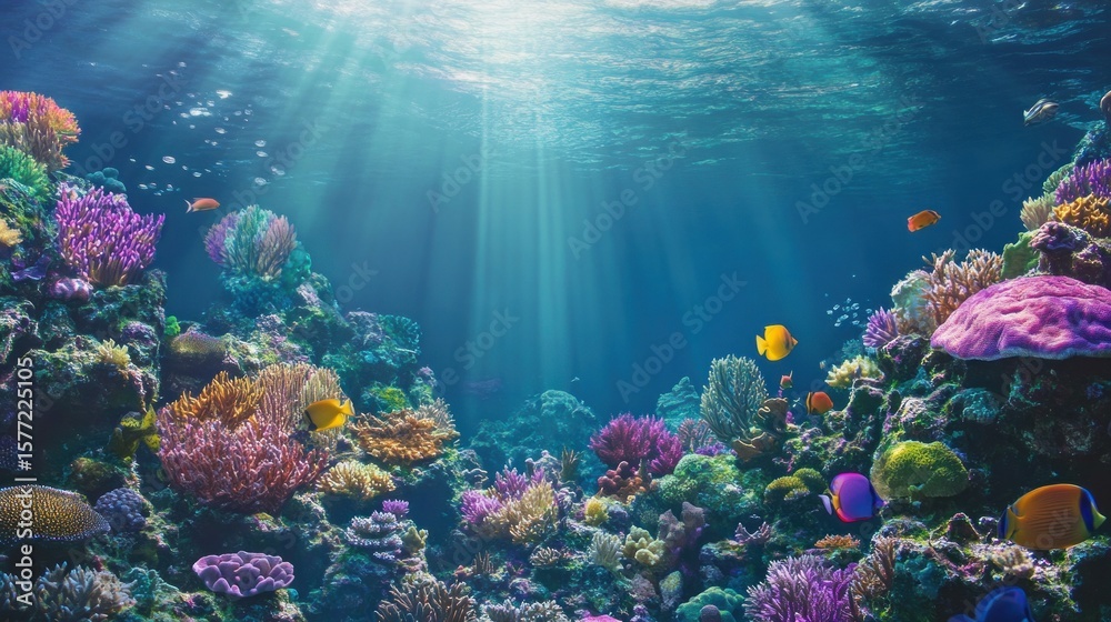 Fototapeta premium Vibrant coral reef underwater scene