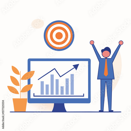 Business success achievement celebration data analysis