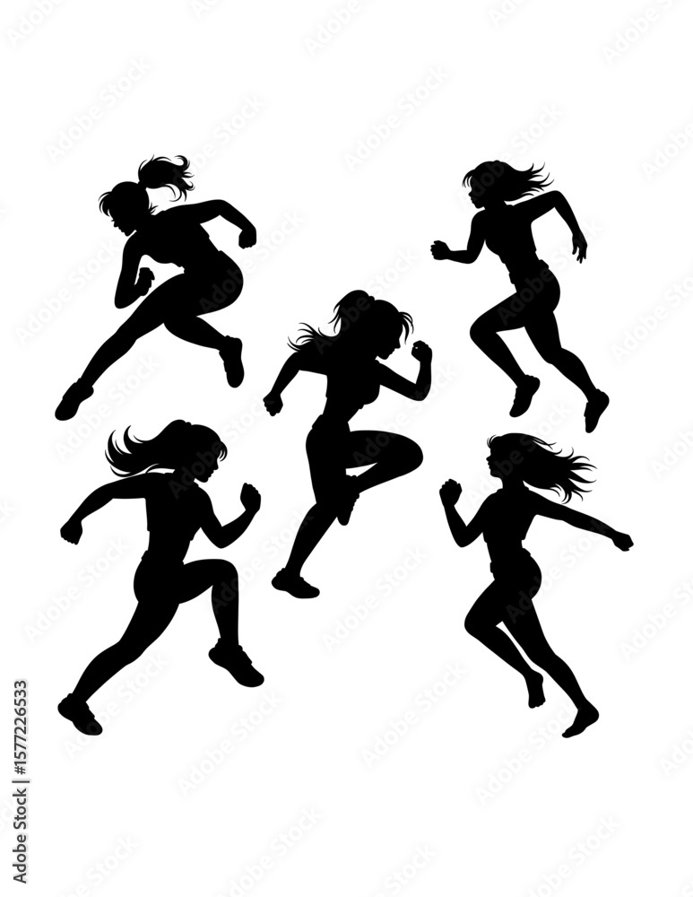 Fototapeta premium Female running sport training silhouette