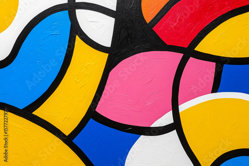 Bright urban graffiti showcasing colorful shapes and patterns