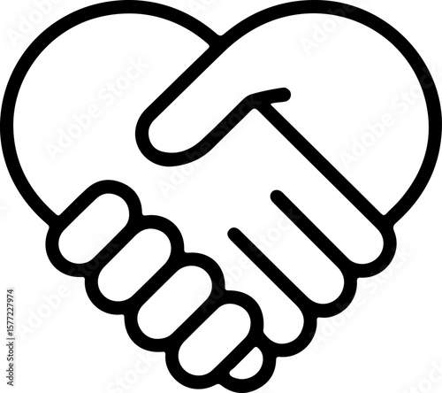 Heart shaped handshake icon symbolizing love partnership and strong connection
