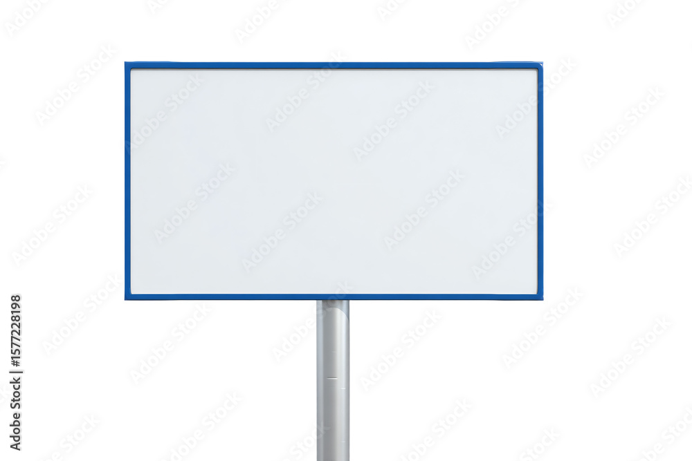 a blue and white sign on a metal pole a blue and white sign on a metal pole