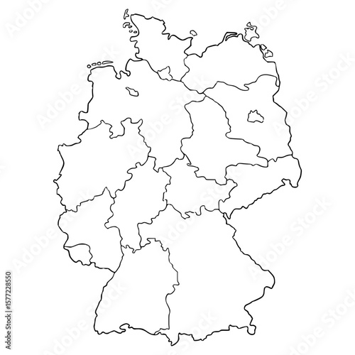 Germany map illustration hand drawn outline vector