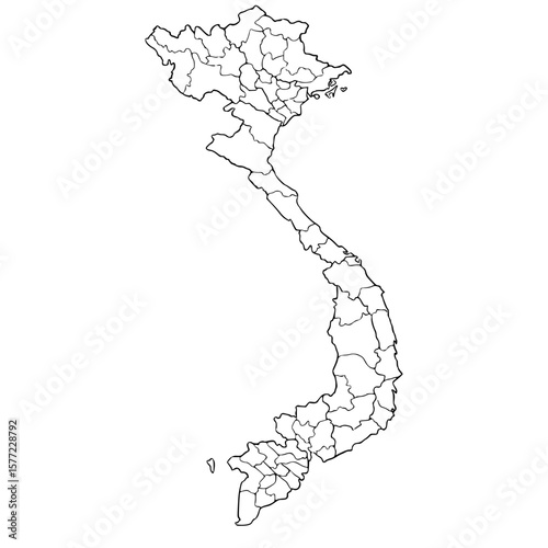 Vietnam map illustration hand drawn outline vector