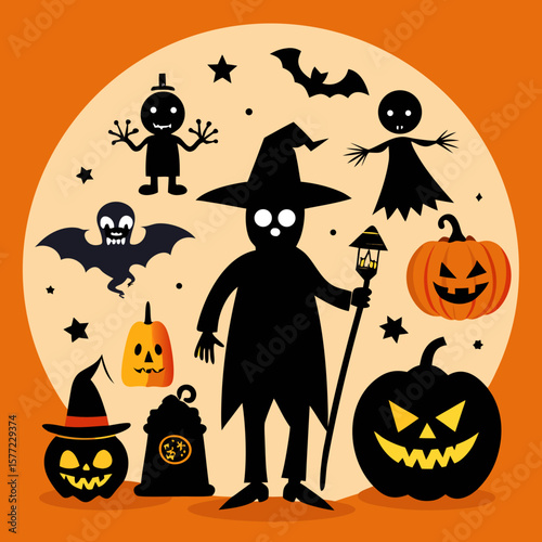 halloween background with pumpkins