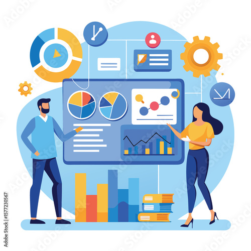 Professionals analyzing data with charts and graphs