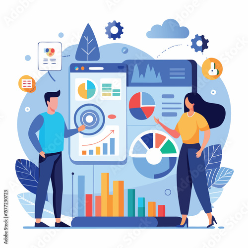 Professionals analyzing data with charts and graphs