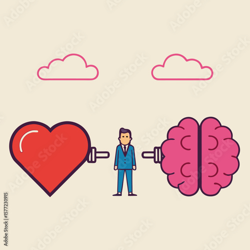 Red heart pink brain connection suit