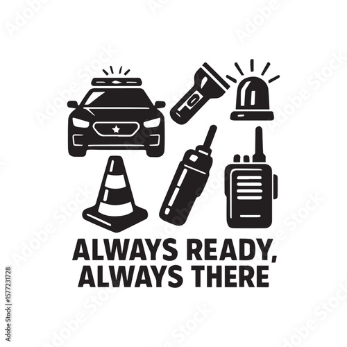 Police Patrol Icons – Always Ready Always There Vector