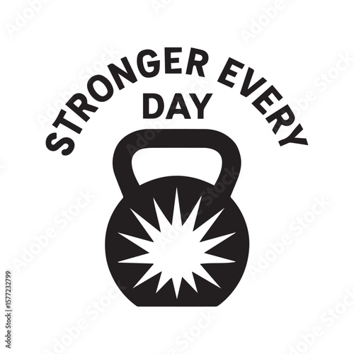 Fitness Logo Kettlebell – Stronger Every Day Motivational Vector