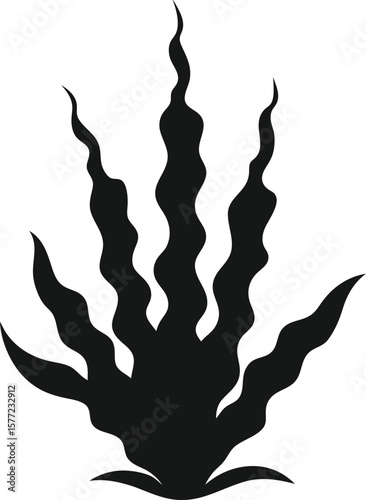 Seaweed silhouette Vector Illustration on White Background