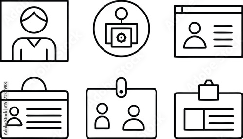 Various user profile and id card icons, isolated on Transparent background
