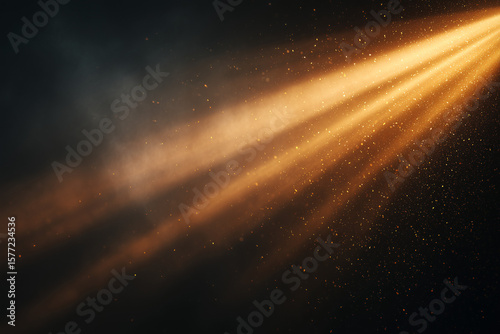 Volumetric Sunlight Beam with Dust Particles – Cinematic Lighting Overlay on Black Background