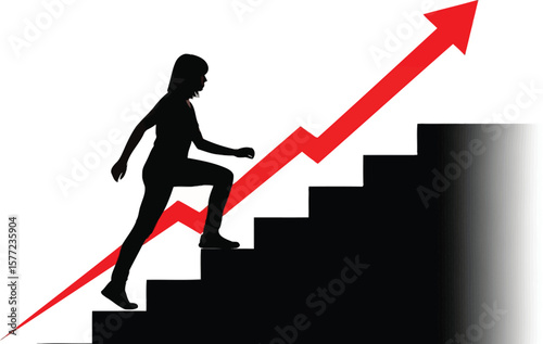 business woman standing on stairs