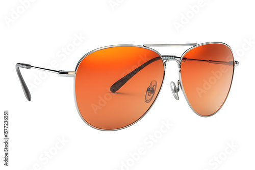 Aviator sunglasses with reflective lenses isolated on white background