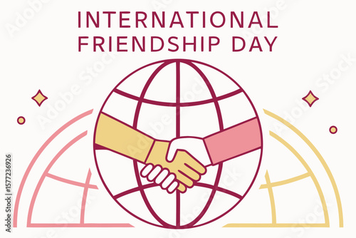 International Friendship Day Vector Globe with Handshake