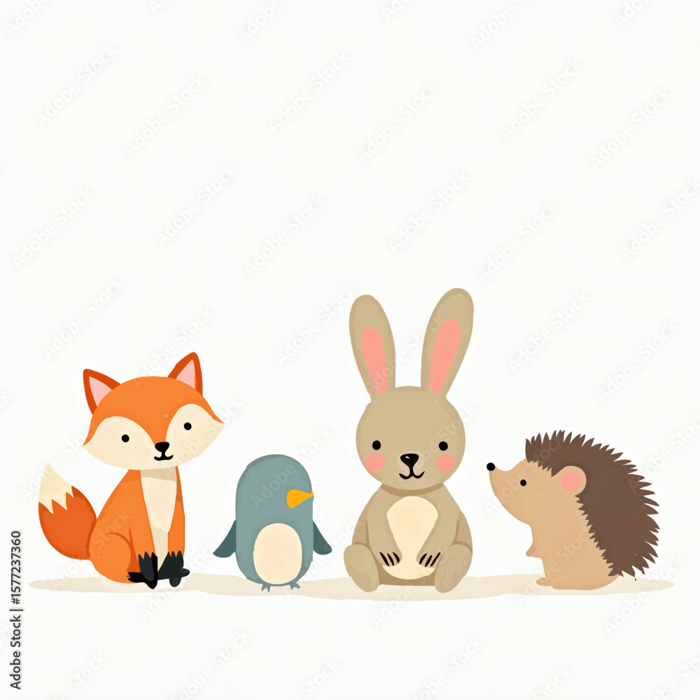 Fototapeta premium Cartoon Animals Border with Copy Space