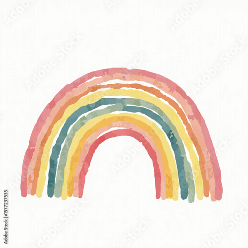 Pastel Rainbow Arch Watercolor Illustration on White

