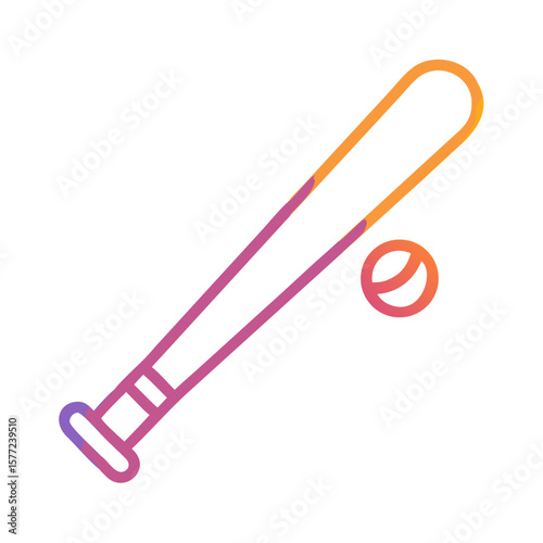 Baseball bat and ball in minimalist gradient design  
