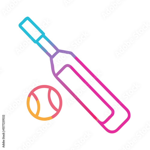 Baseball bat and ball in vibrant vector outline design  