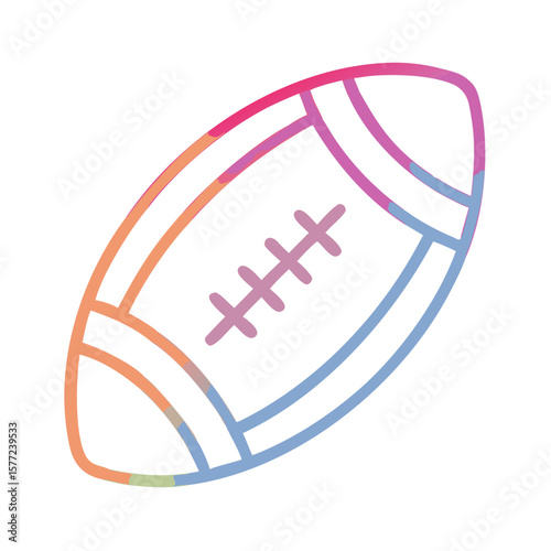 Colorful line drawing of an American football in modern style  