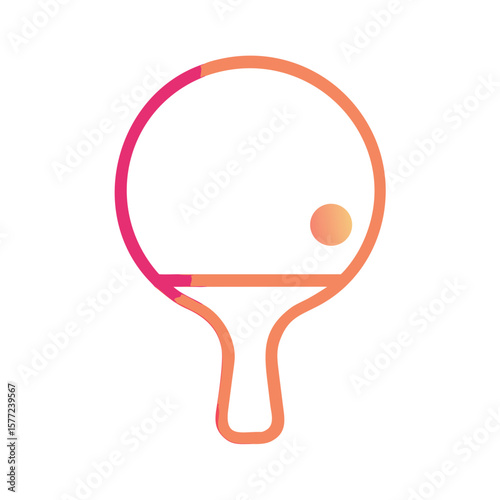 Ping pong paddle and ball in modern flat design style  