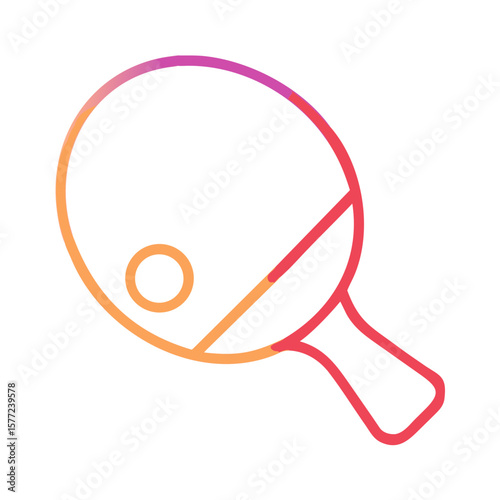 Table tennis paddle with ball in minimalist design gradient style  