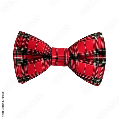 Red and Black Plaid Bow Tie A Festive Fashion Accessory isolated on transparent background