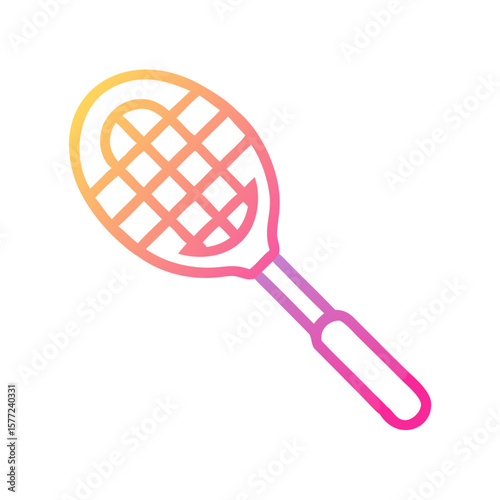 Gradient tennis racket illustration in pink and orange tones  