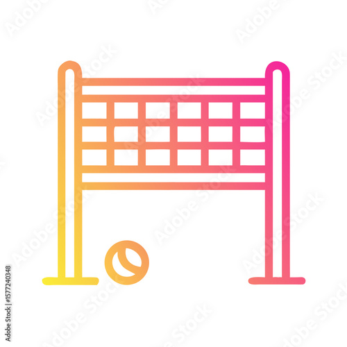 Volleyball net and ball illustrated in gradient colors  