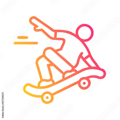 Skateboarder performing tricks in a modern graphic style  