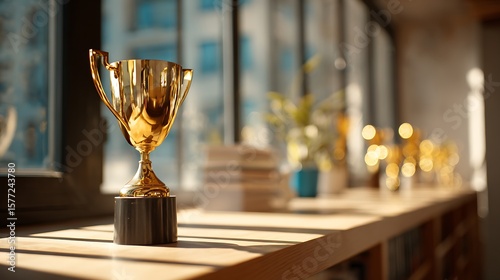 Golden trophy indoor.