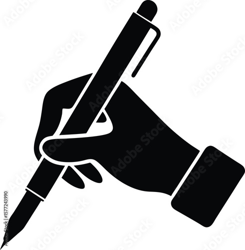 Hand Holding Pen, Writing, Signature, Drawing, Illustration