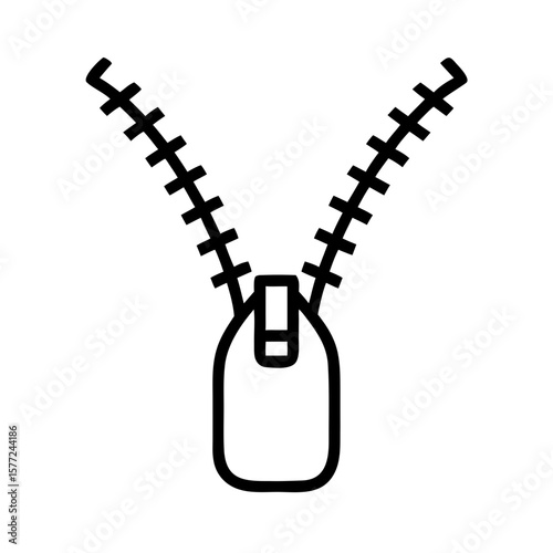 Golden zipper icon on transparent background in minimal design  