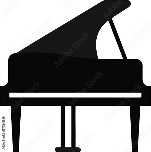 Elegant Grand Piano Silhouette Musical Instrument Vector Illustration