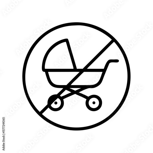 Icon of no strollers on transparent background  