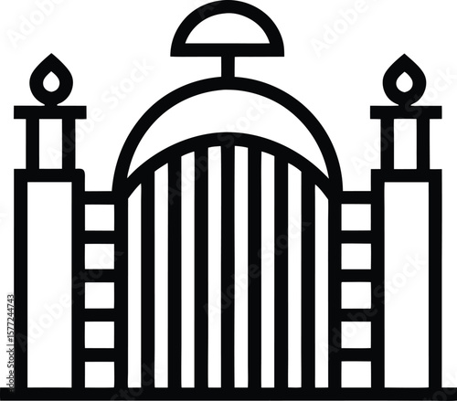 Elegant Ornate Gate Design Architectural Vector Illustration