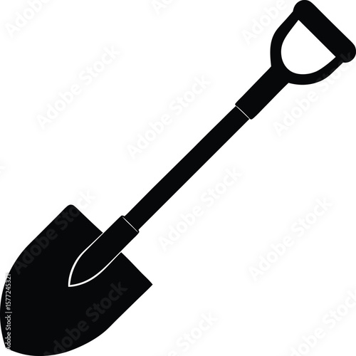 Black and White Shovel Illustration Gardening, Construction, and Digging Tool