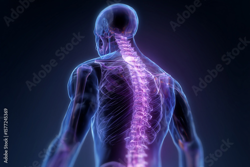 3D Illustration of Human Spine and Skeleton for Medical and Healthcare Use
