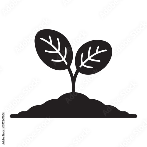 Green vector tree silhouette with roots, a symbol of nature's growth and ecological life