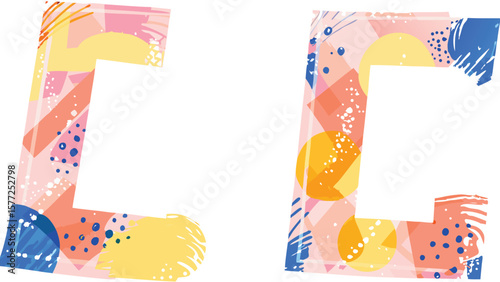 Two abstract letter c shapes with colorful patterns and a white background are displayed nicely