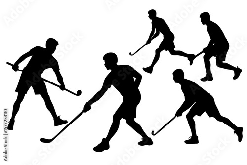 Hockey players silhouettes in action, sport design