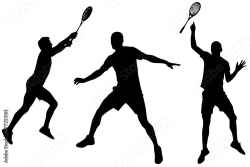 Silhouettes playing squash, action sports design
