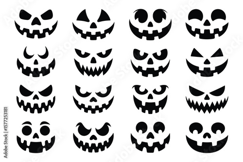 Halloween pumpkin faces jack o lantern carved