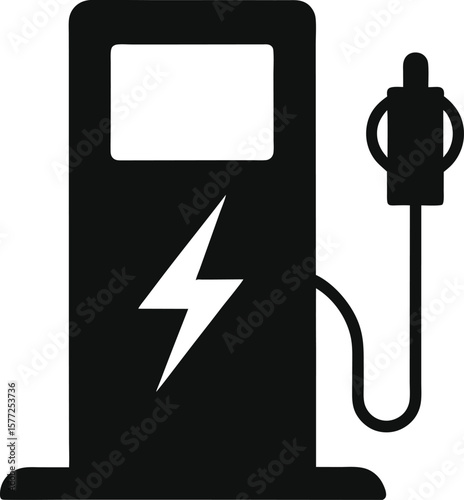 Electric Vehicle Charging Station Illustration Depicting Sustainable Transportation and Green Energy Infrastructure for Eco Friendly Mobility