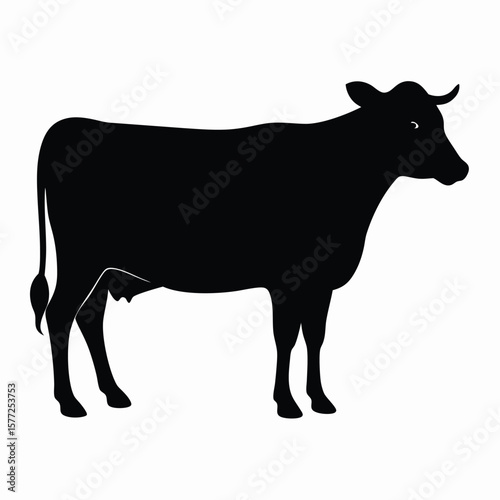 A Silhouette of a Dairy Cow Stands Tall Against a White Background in This Striking and Unique Image