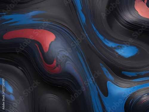 Modern Abstract Art with Dark, Blue, and Red Fluid Swirls Wallpaper,ai